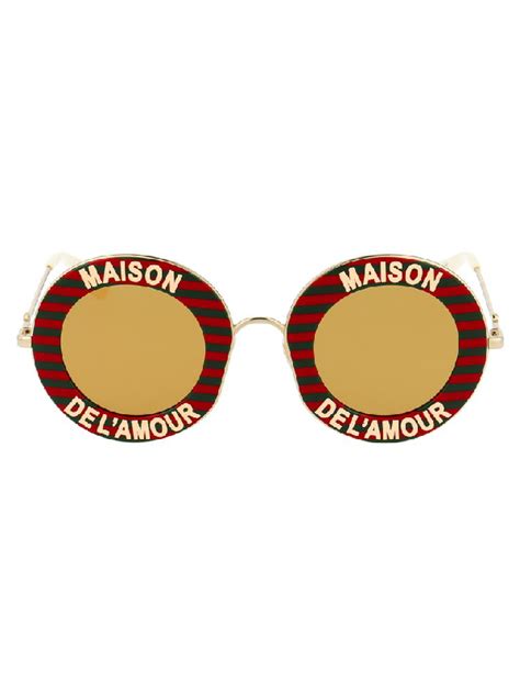 gucci eyewear slogan printed round sunglasses|gucci sunglasses selfridges.